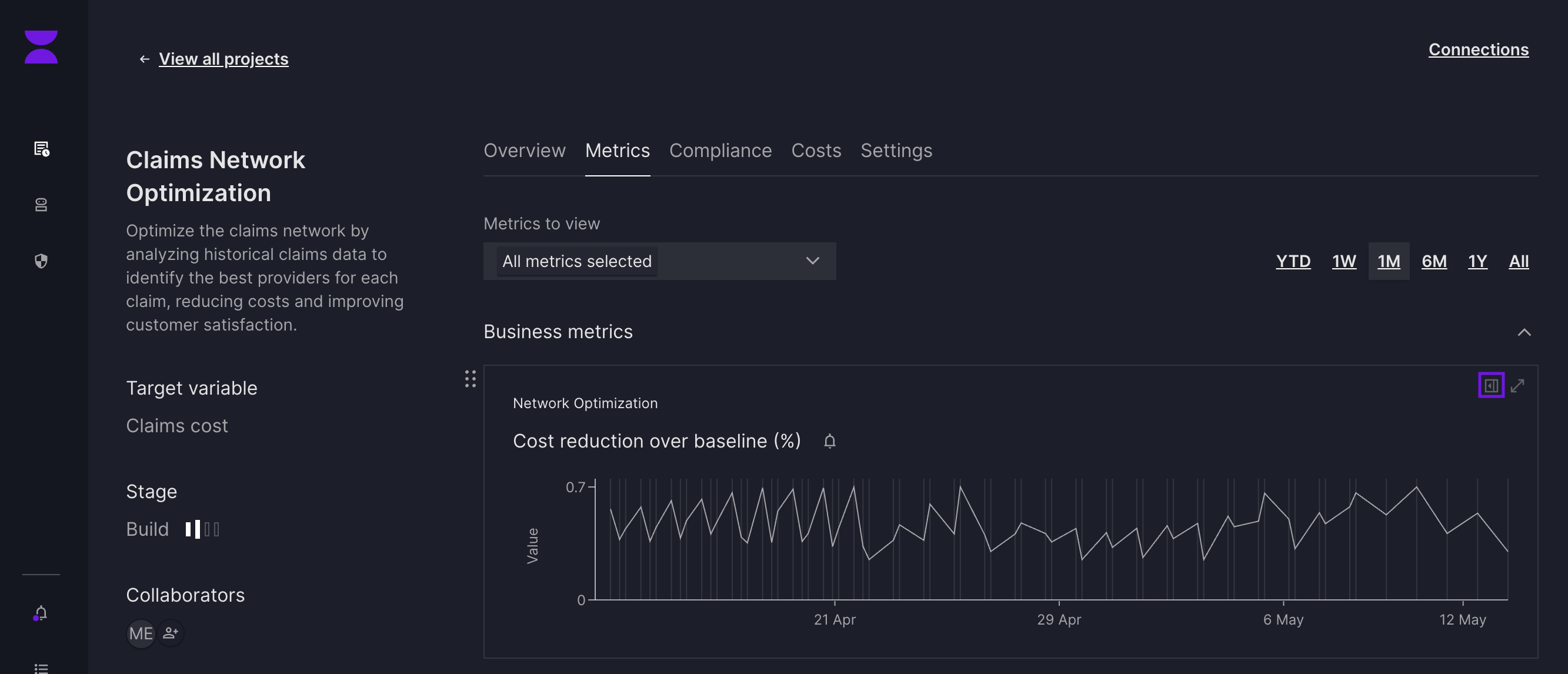 metrics metadata button